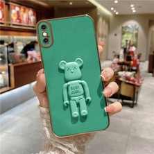 Mimo Apple iPhone Xs Kılıf Standlı Robotix Silikon Kılıf Yeşil