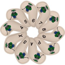 Lnshop 10PCS Golf Demir Headcover Golf Kama Demir Koruyucu Headcover, Işlemeli 4-9, P, S, A, X, Baş Koruyucu, Haki (Yurt Dışından)