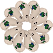 Lnshop 10PCS Golf Demir Headcover Golf Kama Demir Koruyucu Headcover, Işlemeli 4-9, P, S, A, X, Baş Koruyucu, Haki (Yurt Dışından)