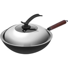 Perfk Demir Wok Tavalı Kapaklar Omletler Için Tavan Tavası Kızarmış Ekmek Balıkları Tost 32CM Tur (Yurt Dışından)