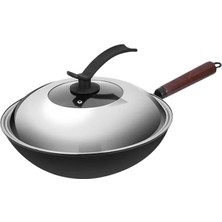 Perfk Demir Wok Tavalı Kapaklar Omletler Için Tavan Tavası Kızarmış Ekmek Balıkları Tost 32CM Tur (Yurt Dışından)