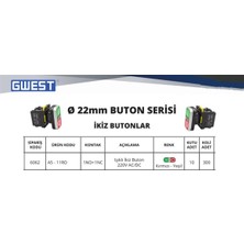 GWEST A5-11RD 220V. LED Işıklı Ikiz Buton