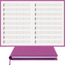 BİDEFTER Müzik Defteri - Sol Anahtarlı Kesik Çizgili - %100 El Yapımı, El Dikişi (İplik Dikiş) 1. Sınıf Viston Kumaş Ciltleme "Benzersiz Ürün" A/4 Mor