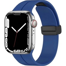 Case 4U Apple Watch Ultra 49mm Metal Tokalı Kordon Kayış Bileklik Silikon KRD-84 Mavi