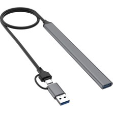 Perfk USB 3.0 ve USB 2.0 Adaptörü Dark Gri 7 Bağlantı Noktasına Taşınabilir USB Bir USB C Hub Uzantıları (Yurt Dışından)