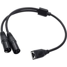 Perfk Çift Xlr 3pin Erkek - RJ45 Adaptör Kablosu 0.5m Uzunluğunda Ses (Yurt Dışından)