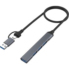 Fayshow USB 3.0 ve USB 2.0 Adaptör Gri Bağlantı Noktasına Çok Bağlantı Noktası USB Asb C Ayırıcısı (Yurt Dışından)