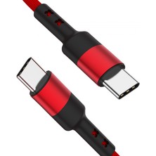 Fayshow USB C - USB C Veri Kablosu Aksesuar Bilgisayar Akıllı Telefonlar Için Örgülü Dizüstü Bilgisayarlar 200CM Kırmızı (Yurt Dışından)