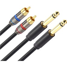 Fayshow Çift 6,5 mm - Çift Rca Ses Kablosu Pvc Dış Amplifikatör Için 4.9ft Bağlantı Hattı (Yurt Dışından)