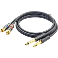 Fayshow Çift 6,5 mm - Çift Rca Ses Kablosu Pvc Dış Amplifikatör Için 4.9ft Bağlantı Hattı (Yurt Dışından)