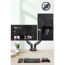 Micropack 17-27" Çift Kol 2-9 kg Masaya Monte 360° Döndürme Açı 2023 Versiyon Amortisörlü Monitör Standı Dm-02