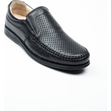 Voyager 3237-1 Delikli Siyah Deri Erkek Günlük Ayakkabı