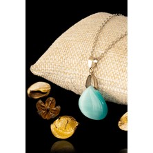 Tesbih Atölyesi Sertifikalı Özel Kesim Mavi Kedi Gözü Taşı Kolye