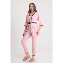 Pınkmark Kadın Pudra Dantel Detaylı 3 Lü Pijama Takımı PMTK25590