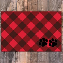 Evaşk Vinil Kaymaz Tabanlı Keçe Baskılı Evcil Hayvan Pet Mama  Paspası 40x60