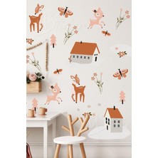Msticker Ceylanlar ve Çiftlik Temalı Çocuk Bebek Odası Pastel Sticker Duvar Cam Seti