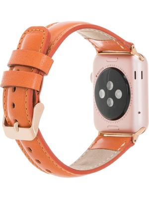 Bouletta Apple Watch Uyumlu Uyumlu Deri Kordon 42-44-45MM F5 Taba