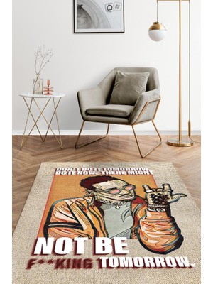 Homshtag Travis Scott Renkli Müzisyen Halı Müzsik Severe Hediyelik Halı Geometrik Figürlü Halı