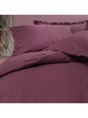 Yataş Bedding Plain Tek Kişilik Ranforce Yıkamalı Nevresim Takımı - Mürdüm