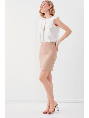 Vitrin Arkası Fermuarlı Kalem Etek