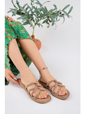 Muggo Bella Kadın Garantili Günlük Ortopedik Taşlı Şık Tarz ve Rahat Terlik