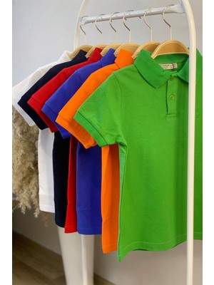 Mojo Bebek Mojo Unisex Çocuk Düğmeli Kısa Kol Lacoste T-Shirt 5281 Siyah