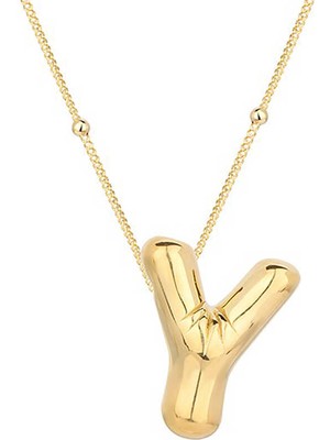 Inure Jewelry Gümüş Gold Balon Y Harfi Kadın Kolye