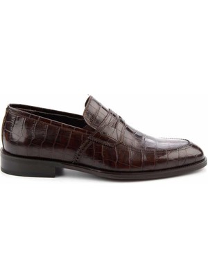 Kahve Kroko Leather Erkek Klasik Ayakkabı E01191622211