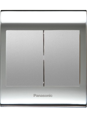 Panasonic Thea Blu Ikili Anahtar Çerçeve Chrome + Beyaz Kapak Metalik Beyaz