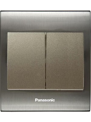 Panasonic Thea Blu Ikili Anahtar Çerçeve Inox + Beyaz Kapak Dore