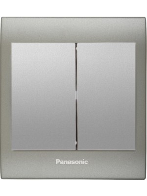 Panasonic Thea Blu Ikili Anahtar Çerçeve Inox Matt + Dore Kapak Metalik Beyaz