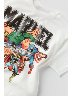 Mojo Bebek Mojo Erkek Çocuk Marvel Desenli T-Shirt 1821 Beyaz