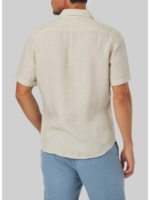 Mr. Mood Standart Düğmeli Yaka Koyu Bej Erkek Gömlek Mr Short Sleeve