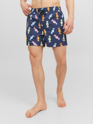 Jack & Jones Jpstfiji Jjswim  Funny Ly Lacivert Erkek Deniz Şortu 12228034-Navy