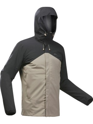 Decathlon QUECHUA Erkek Outdoor Yağmurluk - Siyah / Bej - MH150