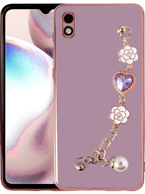 Heptek İletişim Xiaomi Redmi 9A Kılıf Çiçek Desenli Askılı Tutamaçlı Kamera Korumalı Kapak (Taka)