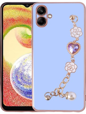 Heptek İletişim Samsung Galaxy A04 Kılıf Çiçek Desenli Askılı Tutamaçlı Kamera Korumalı Kapak (Taka)