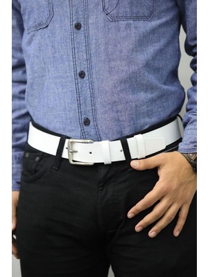 Guard Beyaz Deri Kemer