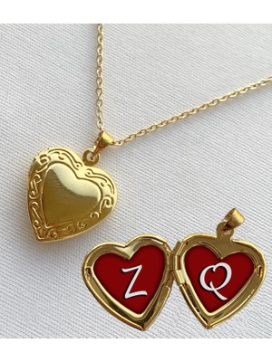Bsb Z  Q Harfli Epoksi Dolgulu Açılır Kapanır Kapaklı Kalp Sevgili Arkadaşlık Kolzesi  Altın Kaplama