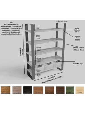 Ntconcept Lomi Masif Ağaç Kitaplık-Vitrin(En 160CM)