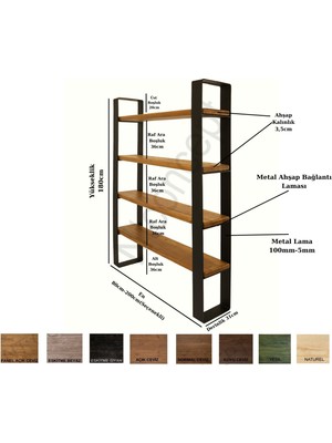 Ntconcept Nia Masif Ağaç Kitaplık-Vitrin(En 80CM)