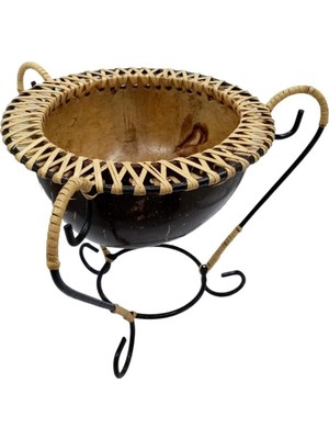 Dünyadan Hediyeler Hindistan Cevizi Şekerlik Spiral Coconut Metal Ayaklı Coconat Kase No.1