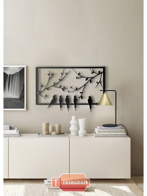 Tasagram Kuşlar  Lazer Kesim Metal Tablo