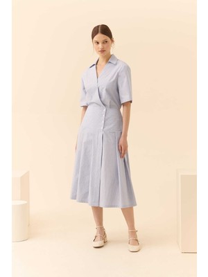 ROMAN Yakalı Kısa Kol Midi Boy Elbise Standart Renk Y2311034_089