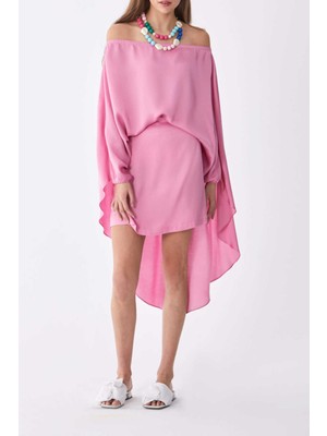 ROMAN Madonna Yakalı Mini Elbise Pembe Y2111509_038