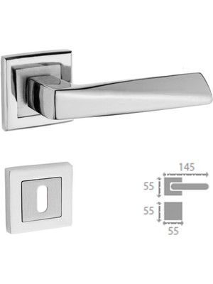 İstanbul Piramit Nikel Saten Kapı Kolu Kare Rozetli Oda (Tk)