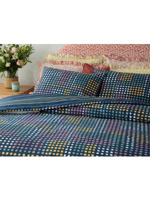 English Home Daisy Patch Pamuklu Tek Kişilik Nevresim Setı 160 x 220 cm Lacivert