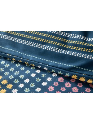 English Home Daisy Patch Pamuklu Tek Kişilik Nevresim Setı 160 x 220 cm Lacivert