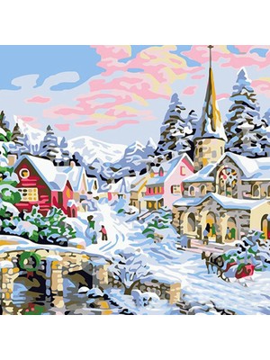 Cloud Kar Yağışı Köy Dıy Elmas Mozaik Tablo Mozaik Puzzle 30X30 cm Dekorları Tablo (Yurt Dışından)