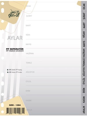 Gen-Of Ayraç Seperatör Türkçe 12 Ay (GEN-1304)